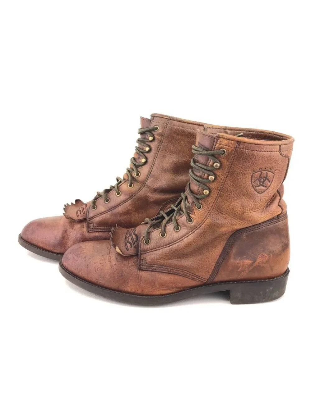 Ariat Heritage Brown Leather Kiltie Western Lacer Boots 11